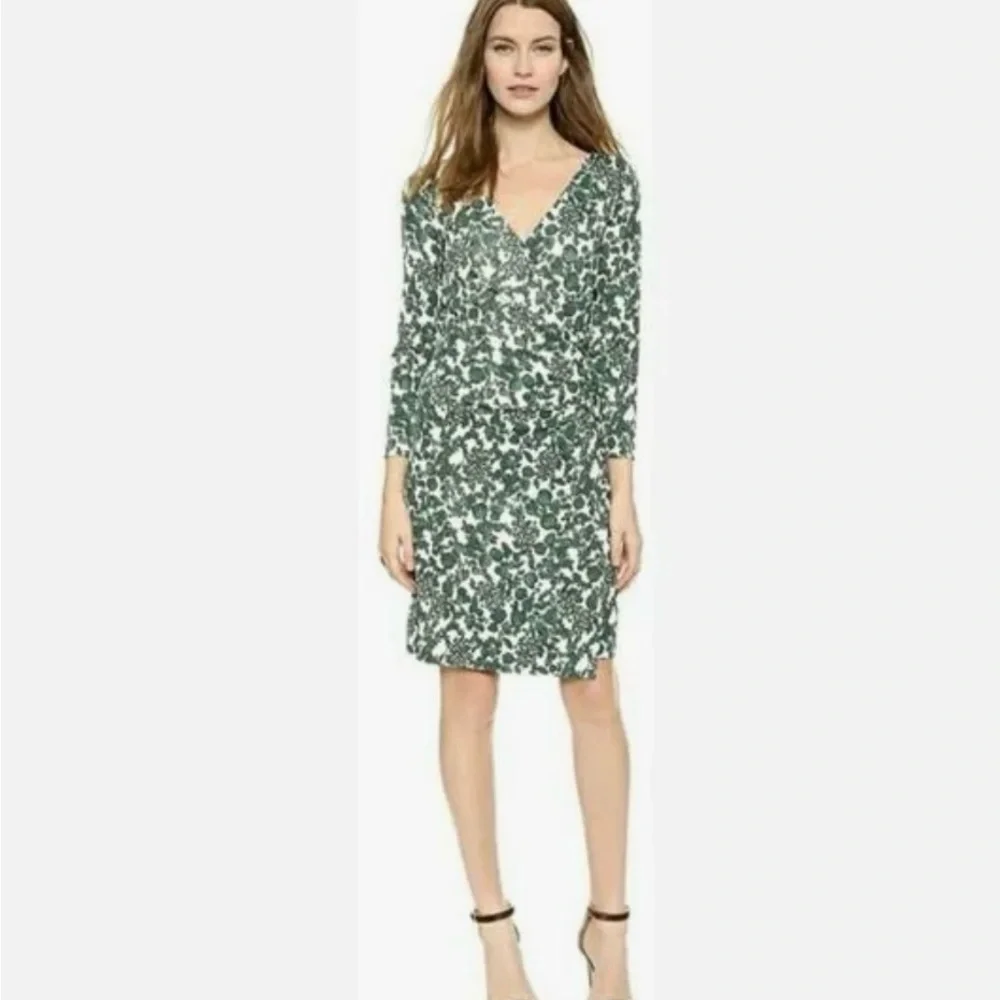 Tory Burch Green And Cream Floral Michelle Dress Size X-Large